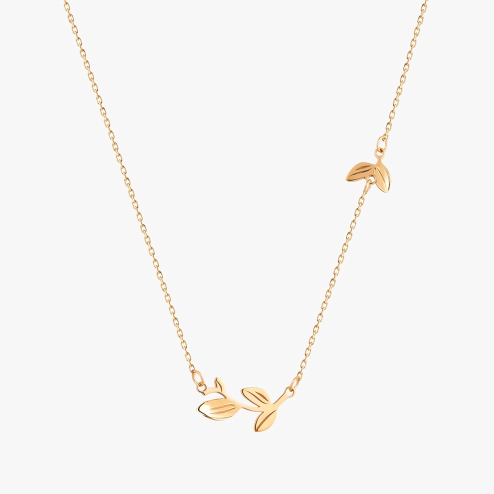 Naszyjnik srebrny pozłacany z motywem roślinnym