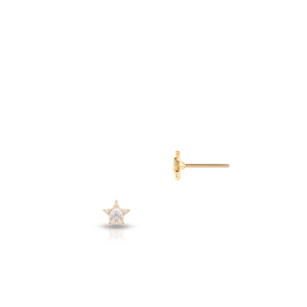 Kolczyki złote gwiazdki z cyrkoniami