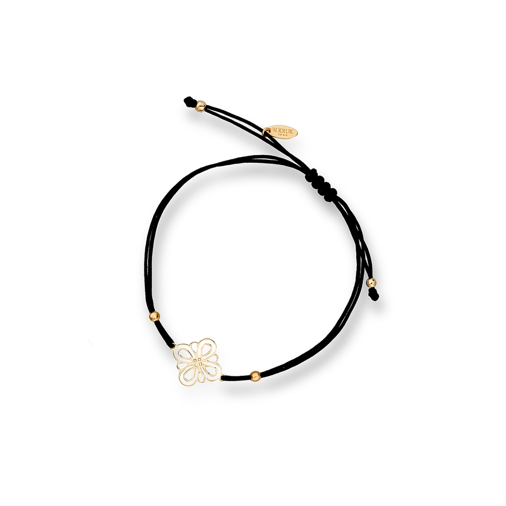 Bransoletka z czarnego rzemyka i ażurowym wzorem