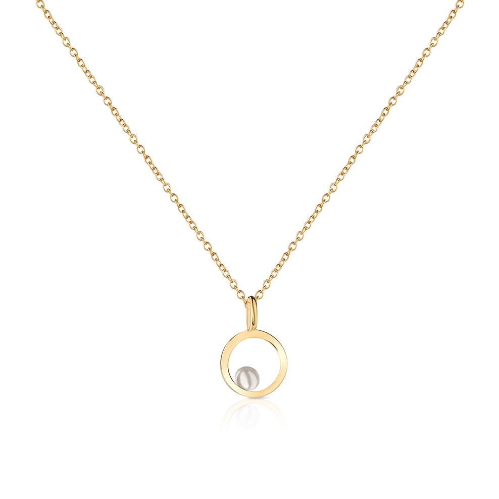 Naszyjnik srebrny okrąg z perłą