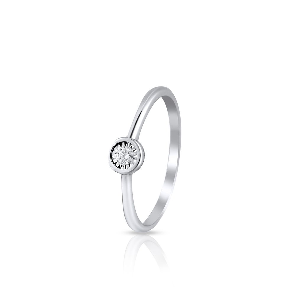 Pierścionek białe złoto z brylantem