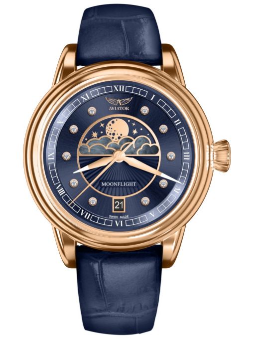 ZEGAREK AVIATOR DOUGLAS MOONFLIGHT DIAMOND EDITION
