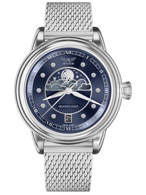 ZEGAREK AVIATOR DOUGLAS MOONFLIGHT DIAMONDS