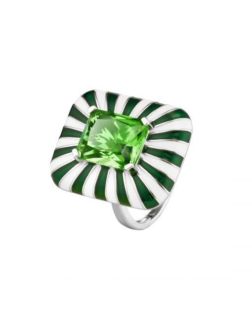 Hipnotyzujący pierścionek z zieloną cyrkonią Sugar