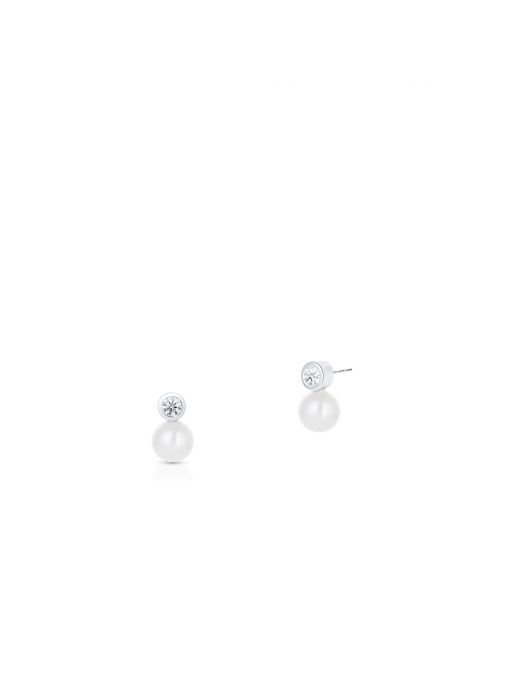Kolczyki srebrne z perłami i cyrkoniami
