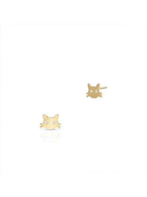 Kolczyki złote koty z cyrkoniami