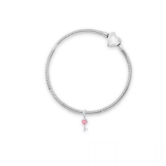 Zawieszka srebrna kluczyk z różową cyrkonią Lovely Beads SGR/HC460