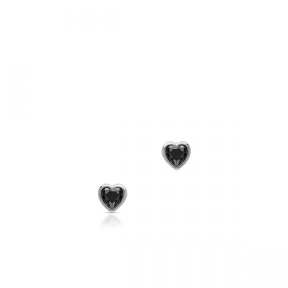 Kolczyki srebrne z czarnymi cyrkoniami serce SGR/KC388
