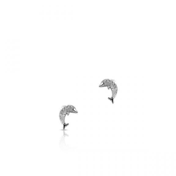 Kolczyki srebrne delfiny z cyrkoniami SCH/KC308