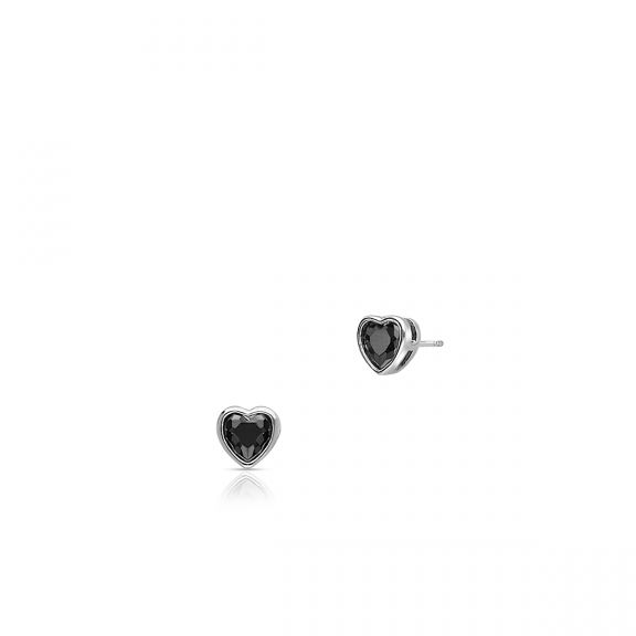 Kolczyki srebrne z czarnymi cyrkoniami serce SGR/KC388