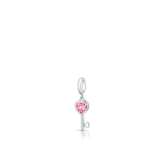 Zawieszka srebrna kluczyk z różową cyrkonią Lovely Beads SGR/HC460