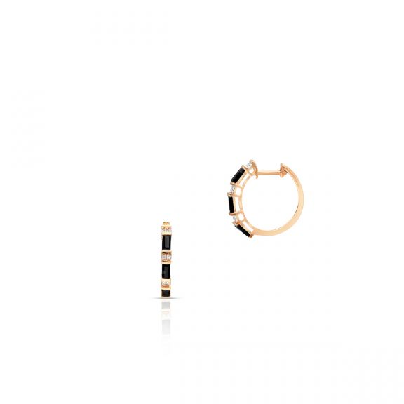 Kolczyki różowe złoto z czarnymi szafirami i topazami ZDL/KW38R