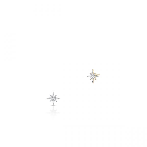 Kolczyki złote bicolor z diamentami gwiazdki ZIN/KB+366K