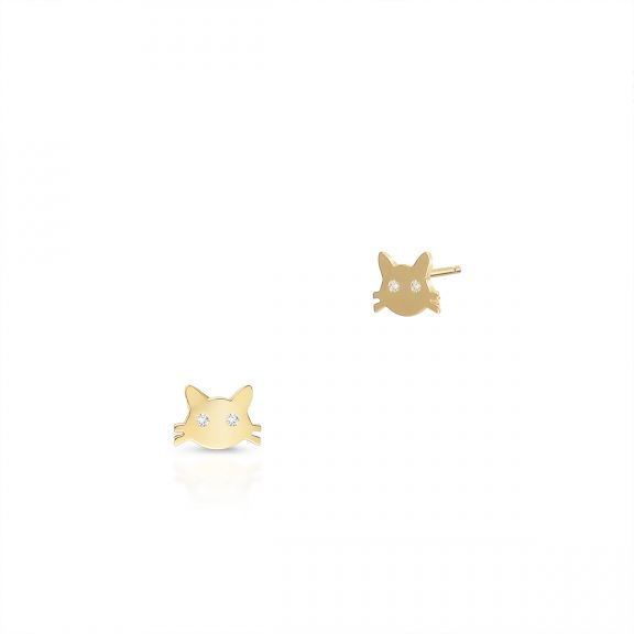 Kolczyki złote koty z cyrkoniami ZIH/KC27