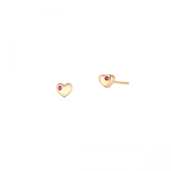 Kolczyki złote serce z różowymi cyrkoniami ZIO/KC60
