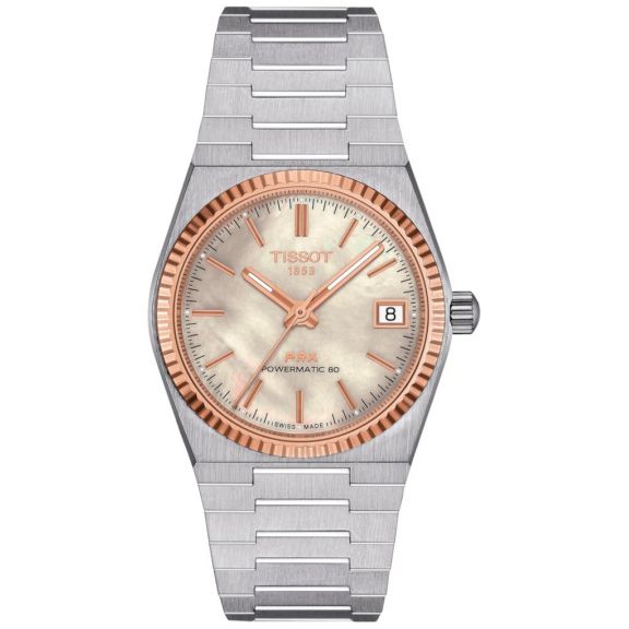 TISSOT PRX POWERMATIC 80 35MM STEEL AND 18K GOLD BEZEL