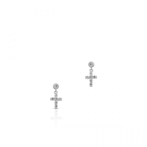 Kolczyki srebrne krzyżyki z cyrkoniami SLB/KC209