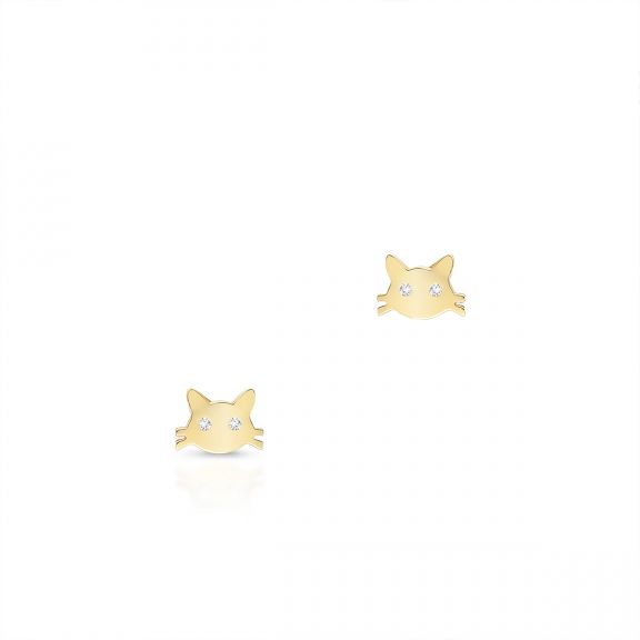 Kolczyki złote koty z cyrkoniami ZIH/KC27