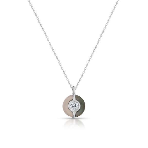 Naszyjnik srebrny kółko z masą perłową SVO/NS003