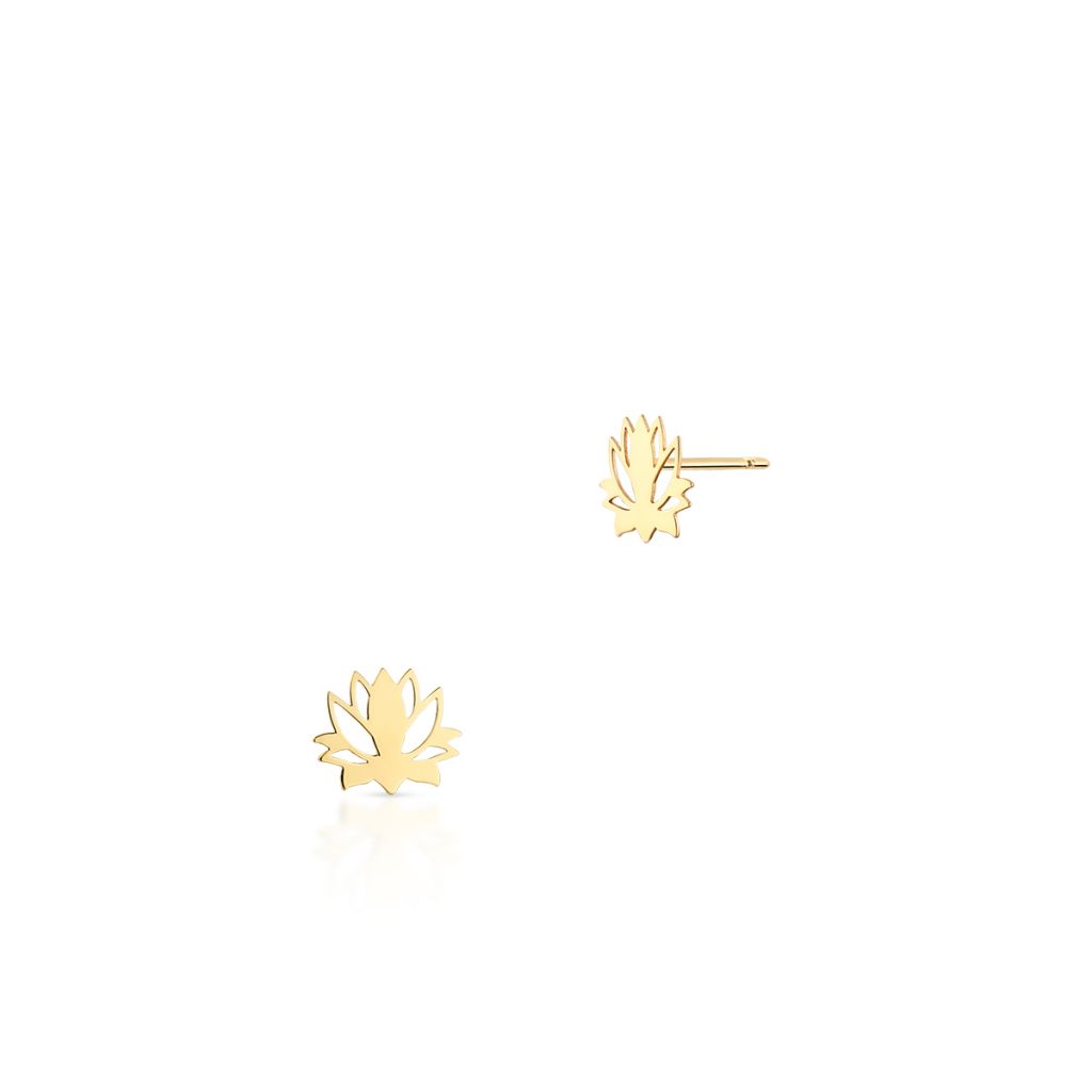 Kolczyki złote kwiat lotosu