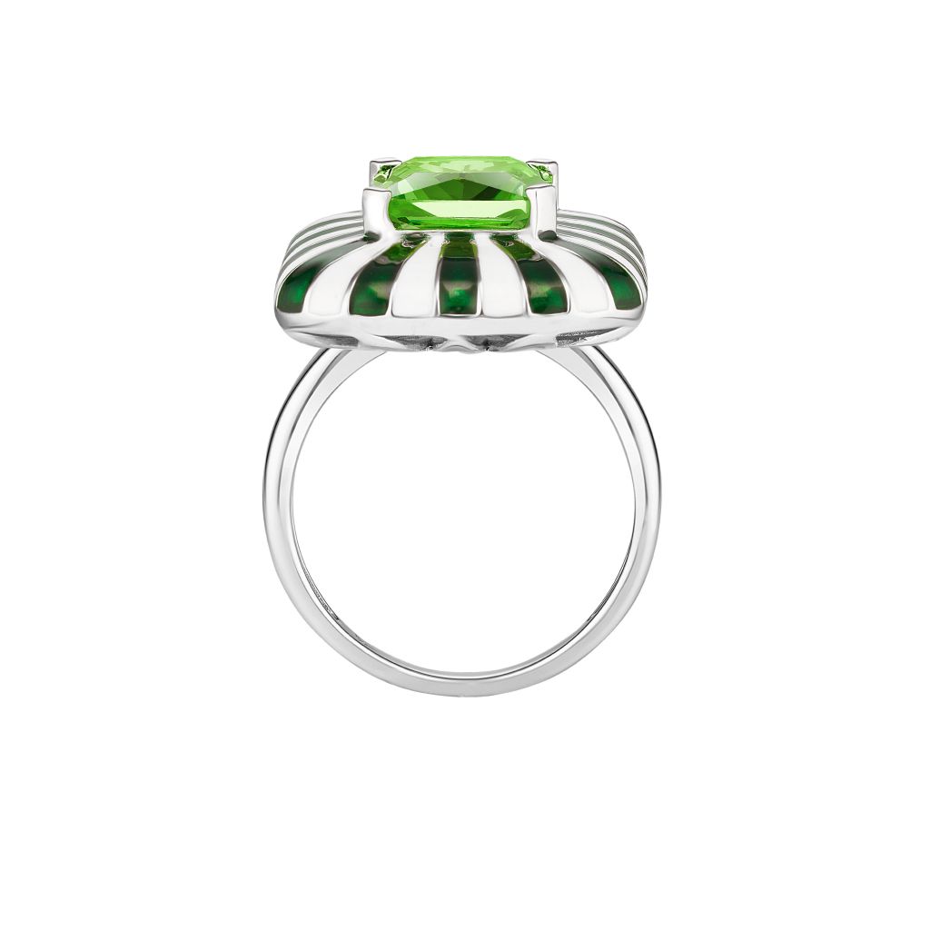 Hipnotyzujący pierścionek z zieloną cyrkonią Sugar