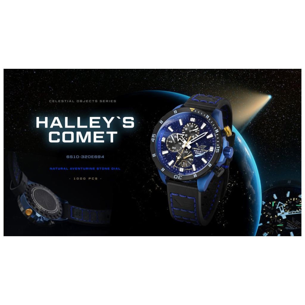 ZEGAREK VOSTOK EUROPE ALMAZ SPACE STATION CHRONO HALLEYS COMET SPECIAL EDITION