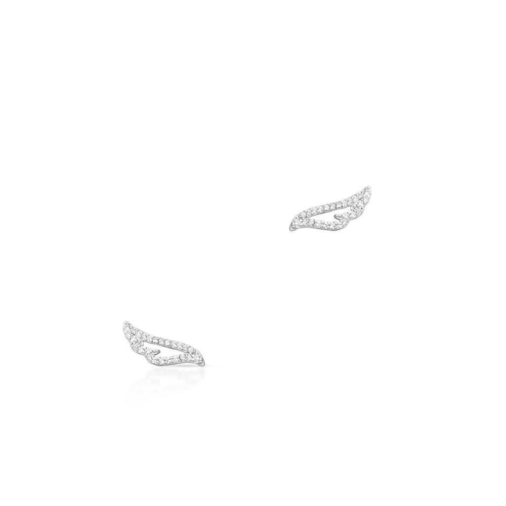 Kolczyki srebrne skrzydło z cyrkoniami