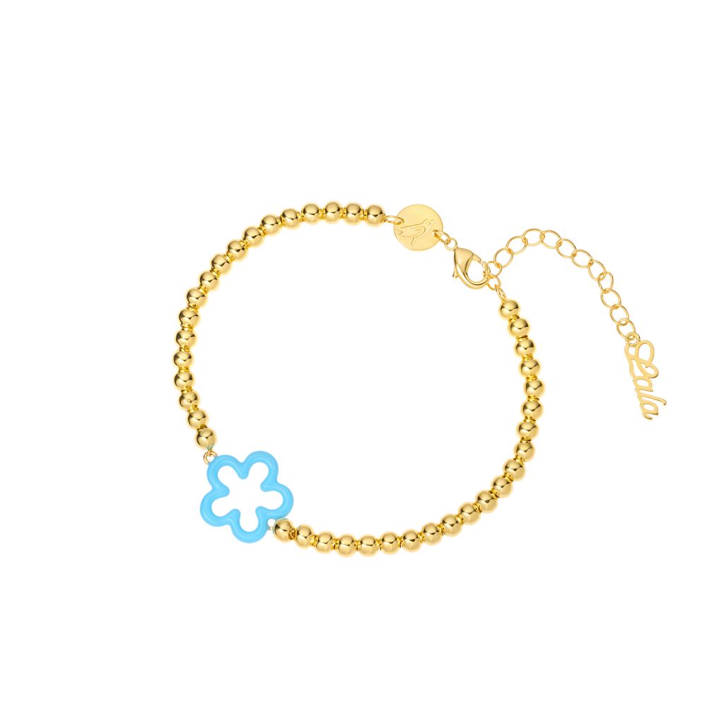 Bransoletka Gold Blue Flower
