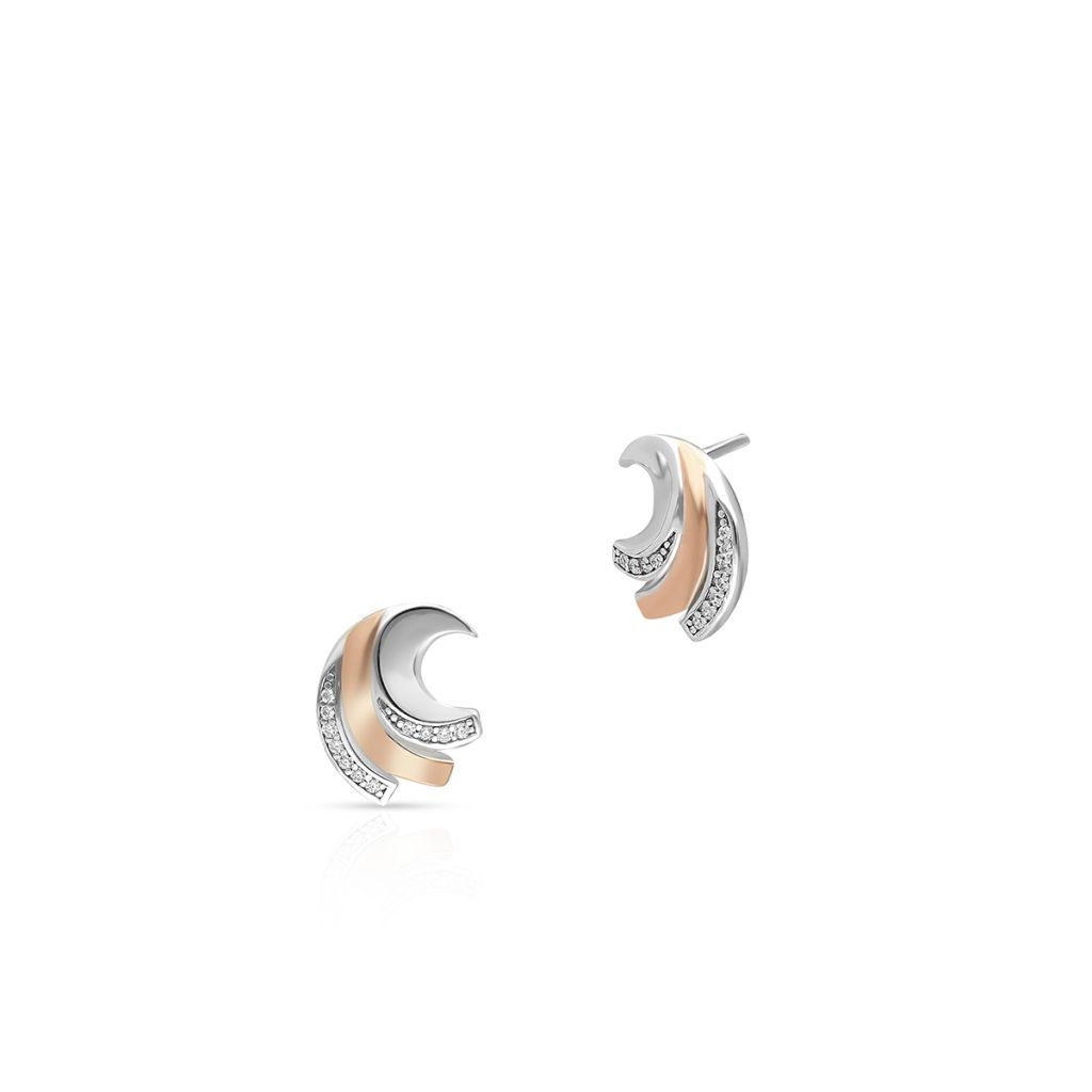 Kolczyki srebrne bicolor z cyrkoniami