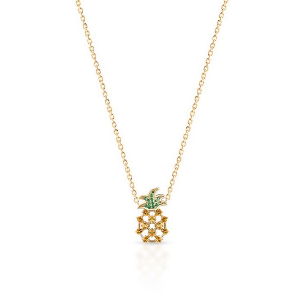 Naszyjnik srebrny pozłacany ananas