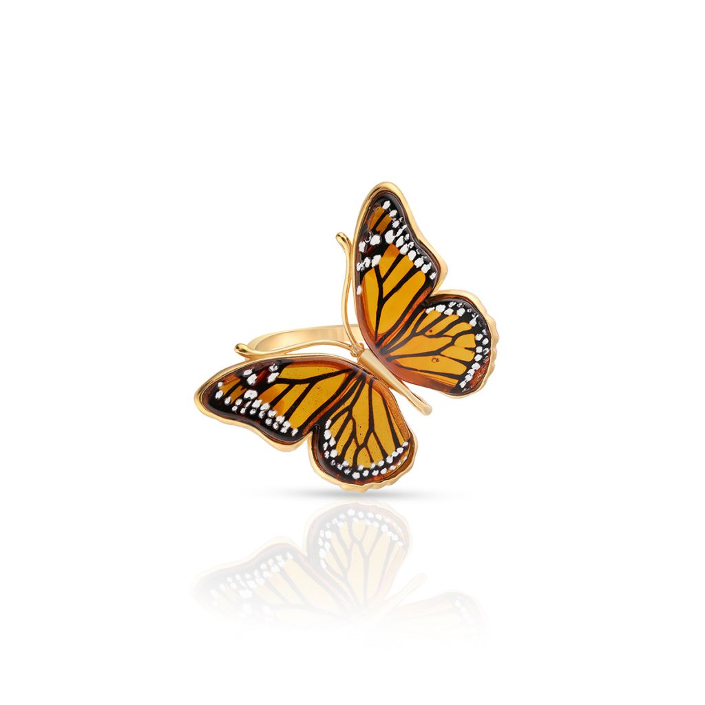 Pierścionek srebrny pozłacany motyl
