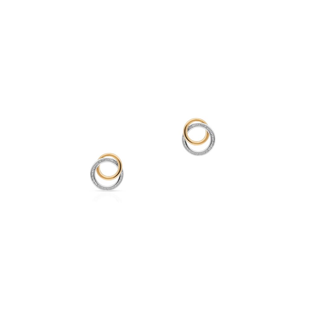 Kolczyki - Kolczyki złote w kształcie splecionych obręczy - ZRC/KC45BK