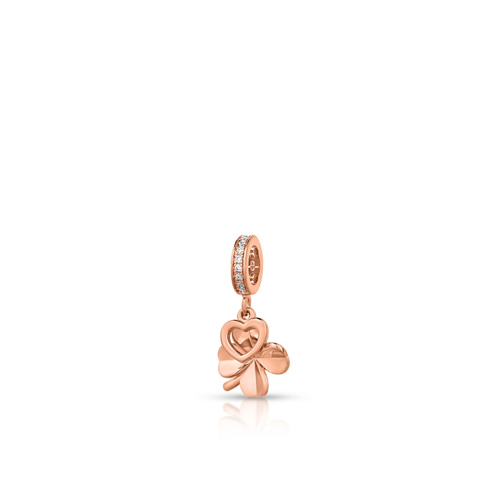 Zawieszka srebrna z motywem serca i koniczynki Lovely Beads