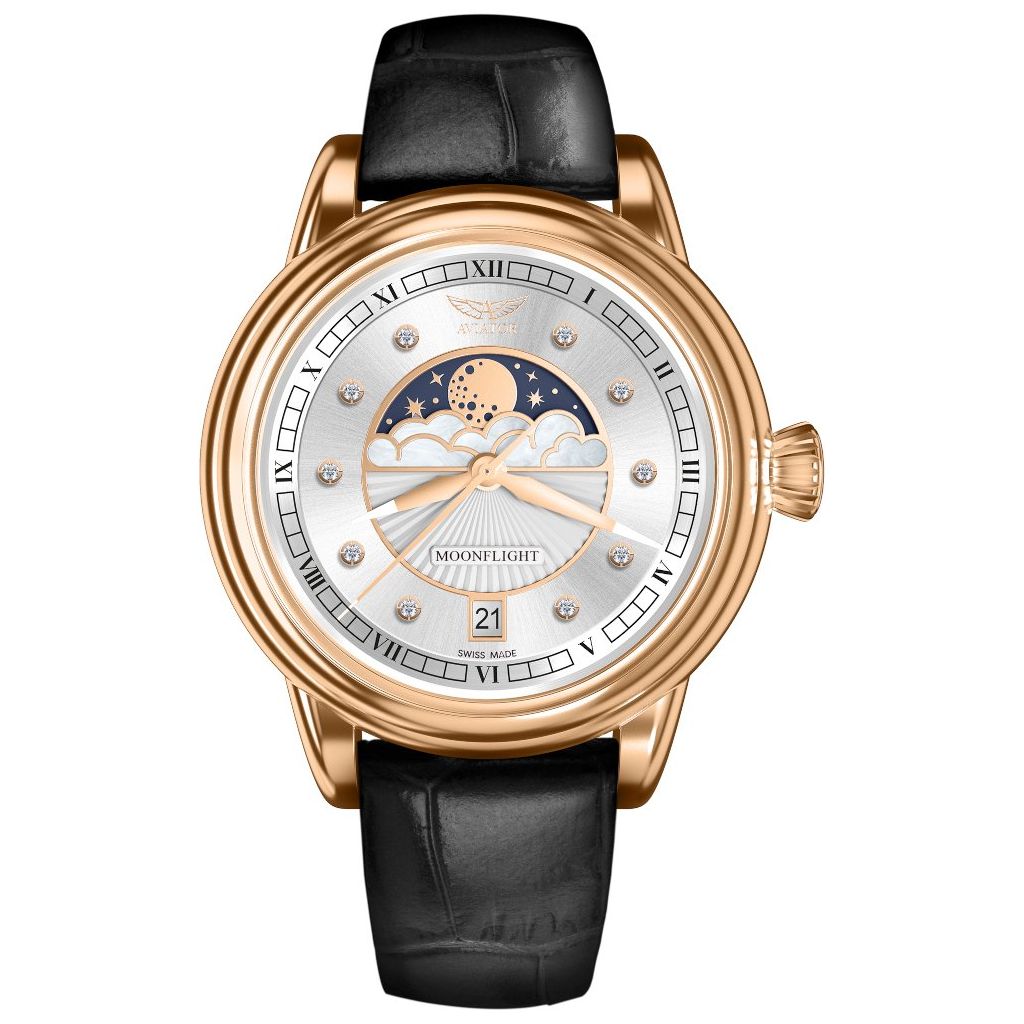 ZEGAREK AVIATOR DOUGLAS MOONFLIGHT DIAMONDS