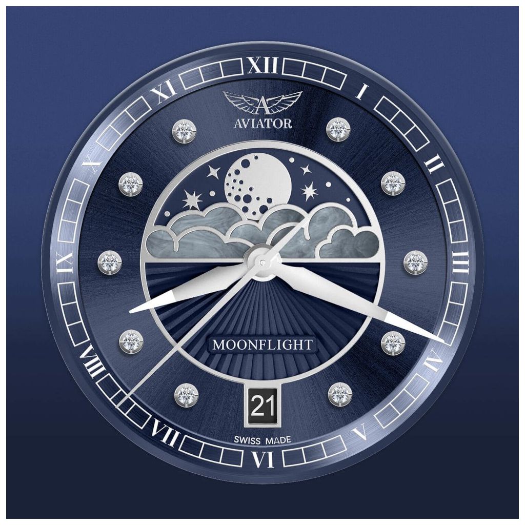 ZEGAREK AVIATOR DOUGLAS MOONFLIGHT DIAMONDS