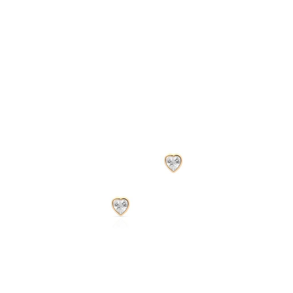 Kolczyki złote z cyrkoniami z motywem serca