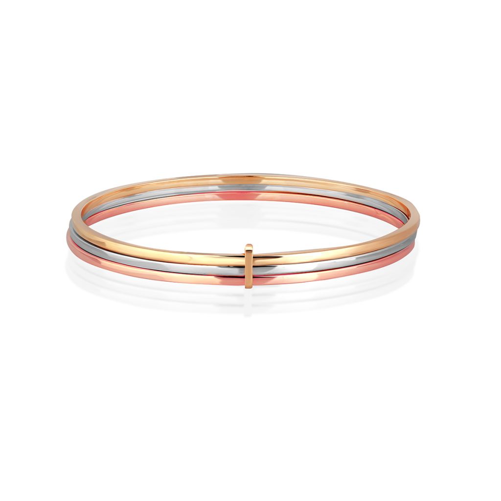 Bransoleta złota bangle tricolor