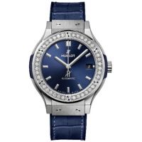 ZEGAREK HUBLOT Classic Fusion Titanium Blue Diamonds