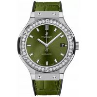 ZEGAREK HUBLOT Classic Fusion Titanium Green Diamonds