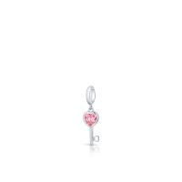 Zawieszka srebrna kluczyk z różową cyrkonią Lovely Beads