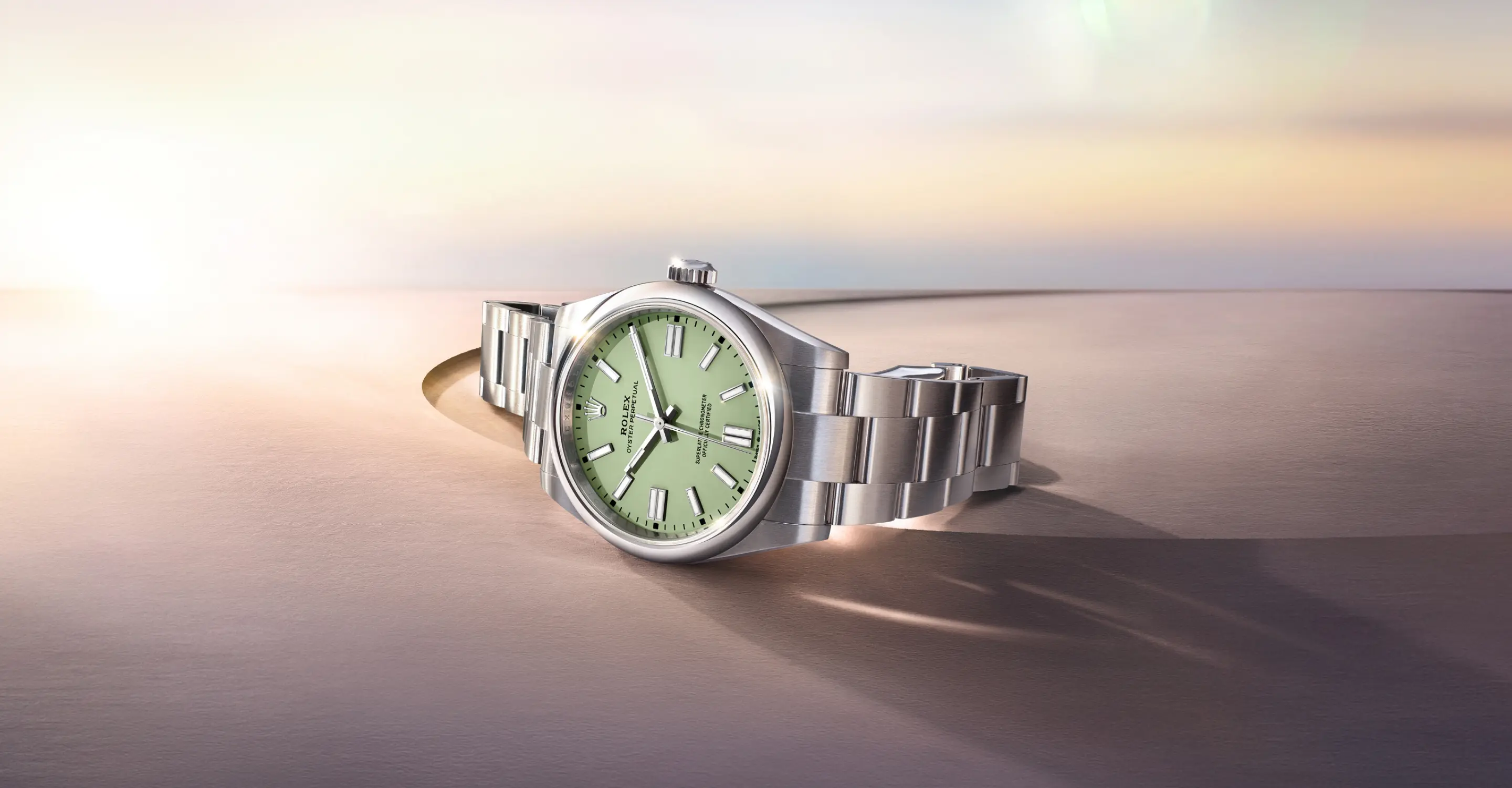 Oyster Perpetual pistacjowa tarcza