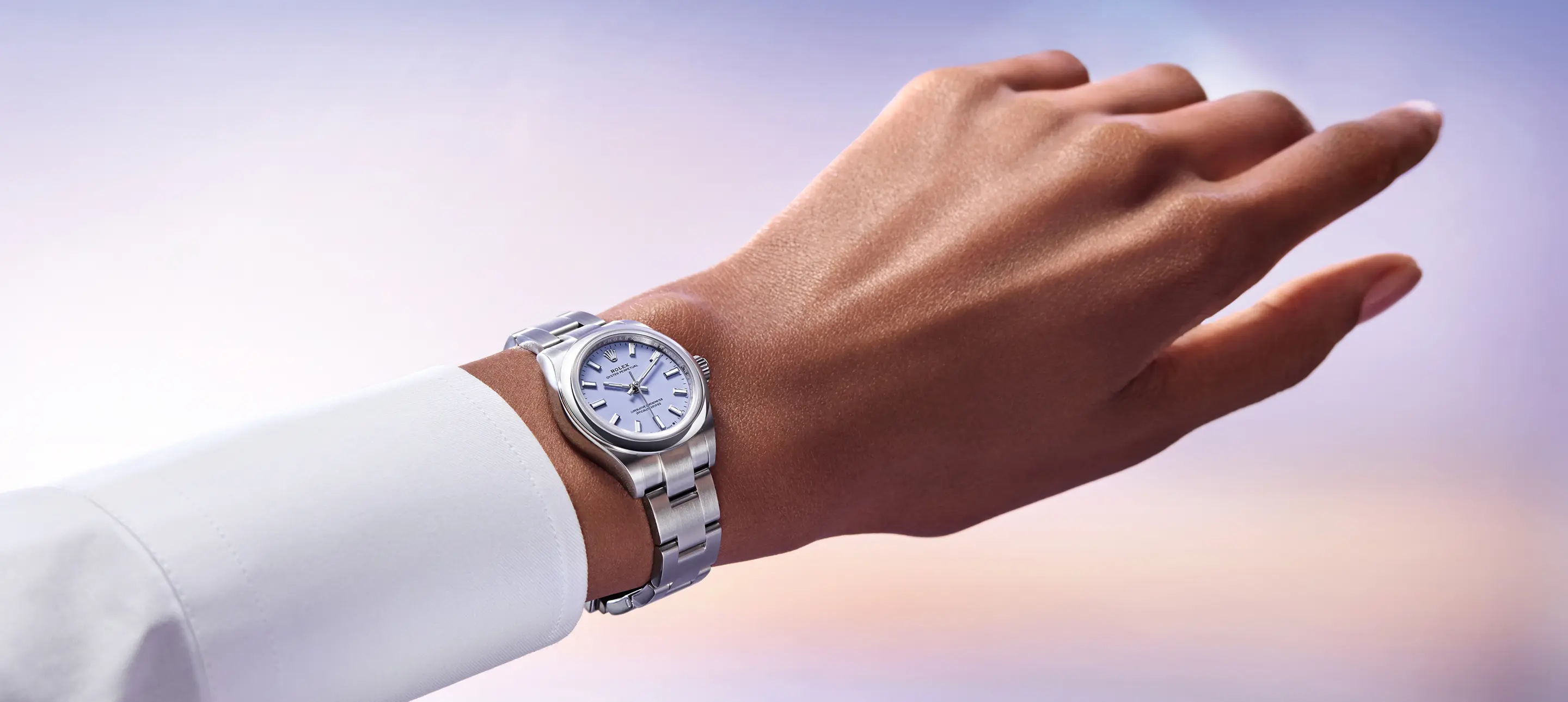 Oyster Perpetual lawendowa tarcza