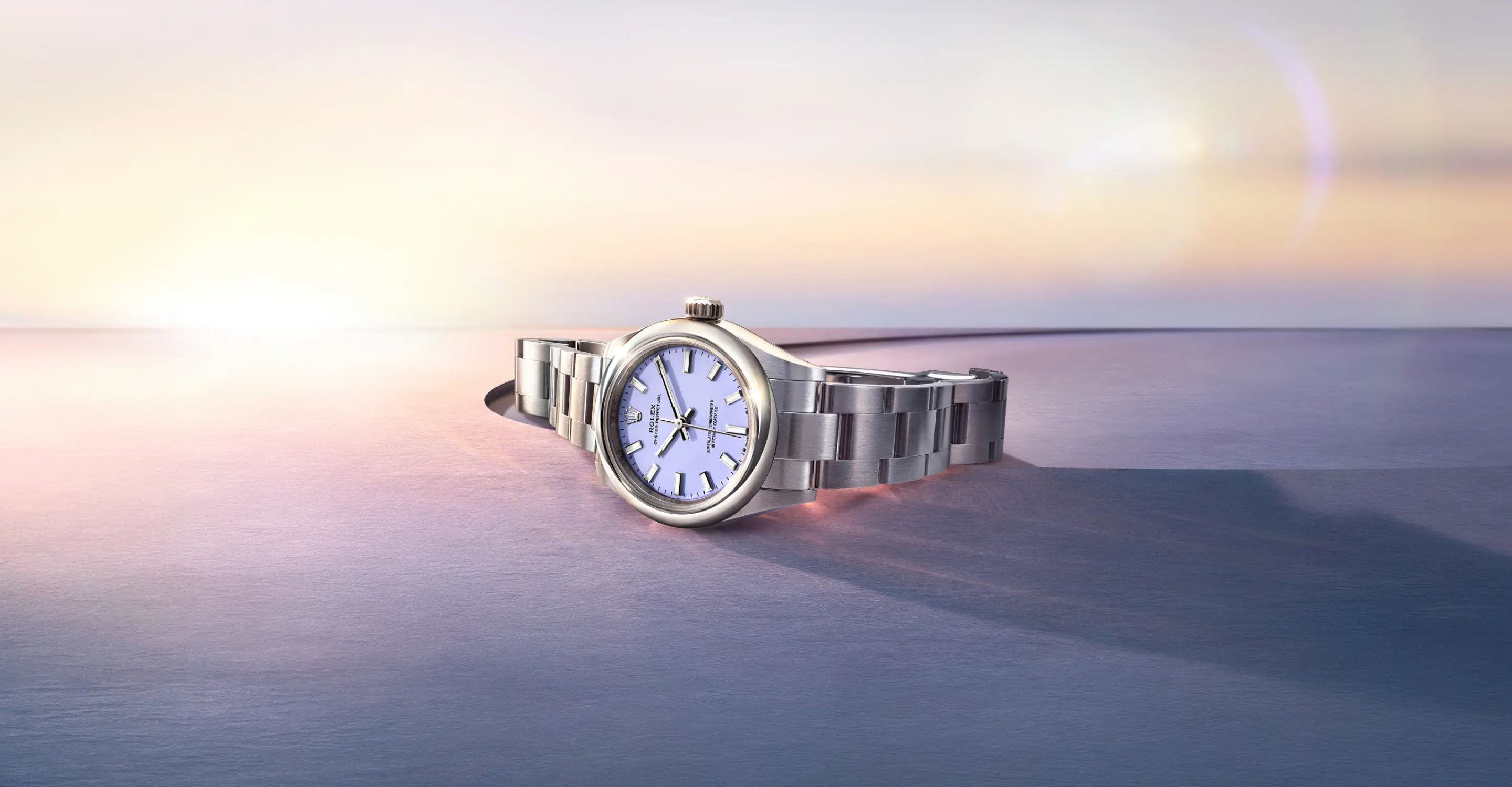 Oyster Perpetual lawendowa tarcza