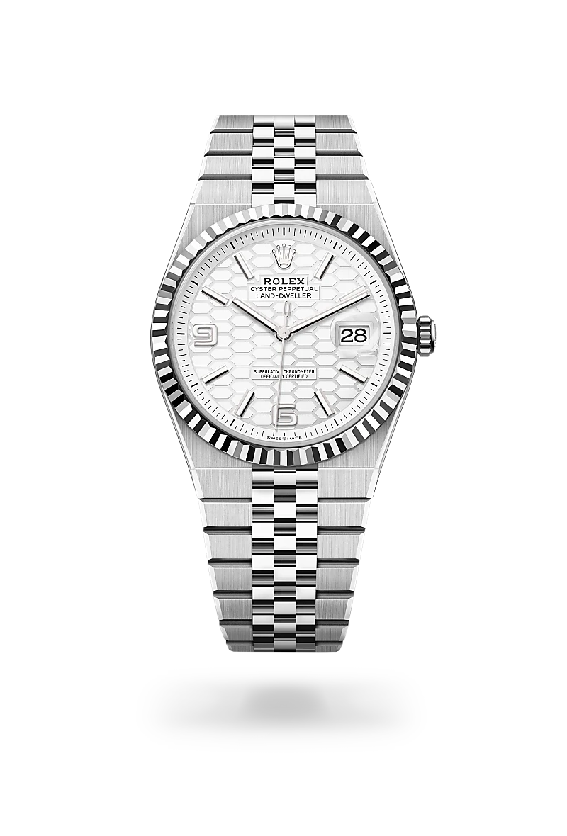 Rolex Land-Dweller 40, Biały Rolesor – połączenie stali Oystersteel z białym złotem, M127334-0001 - W.KRUK