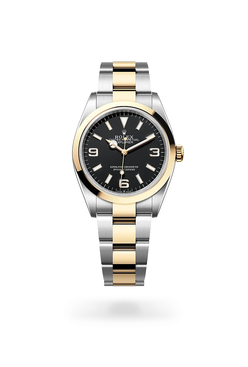 Rolex Explorer 36, Żółty Rolesor – połączenie stali Oystersteel z żółtym złotem, M124273-0001 - W.KRUK